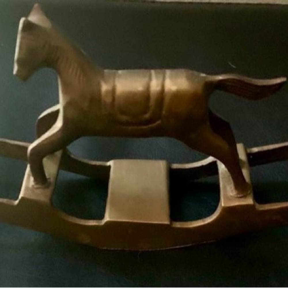 Vintage Mini Brass Rocking Horse